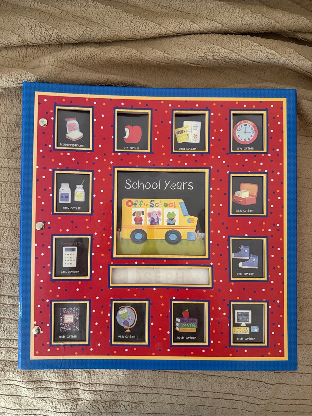 School Years Kids Keepsake Binder Album - Kindergarten to Highschool graduation